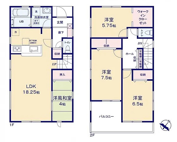 八王子市寺田町の新築戸建ての2号棟の間取図