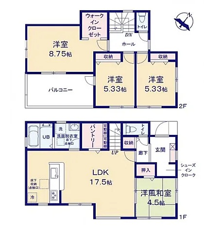 八王子市寺田町の新築戸建て4号棟の間取図