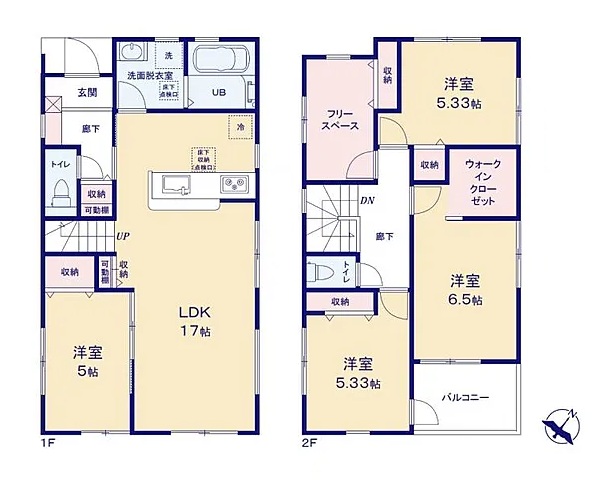 八王子市寺田町の新築戸建て6号棟の間取図