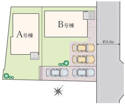 八王子市寺田町の新築戸建ての区画図