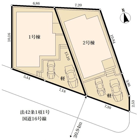 八王子市宇津木町の新築戸建ての区画図