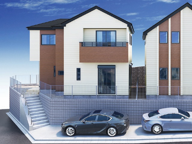 八王子市谷野町の新築戸建て1号棟の外観の完成予想図