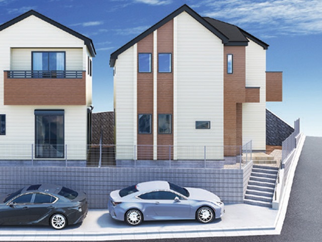 八王子市谷野町の新築戸建て2号棟の外観の完成予想図