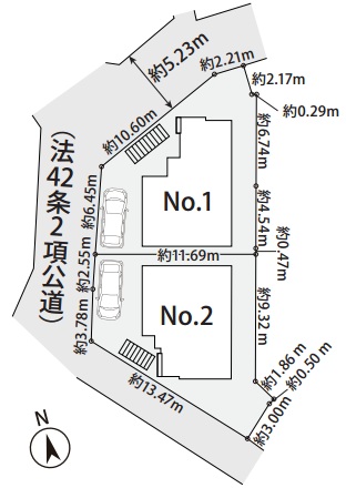 八王子市谷野町の新築戸建ての区画図