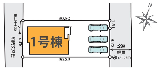 八王子市横川町の新築戸建ての区画図