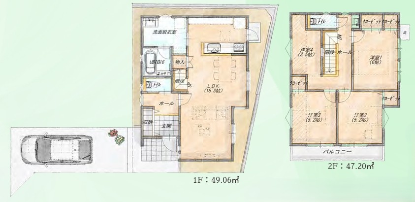 町田市木曽東1丁目の新築戸建てEの間取図の写真