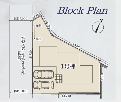 町田市三輪町の新築戸建ての区画図の写真