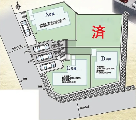 町田市成瀬2丁目の新築戸建てCの区画図の写真