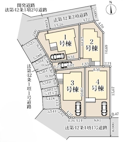 町田市野津田町の新築戸建て4の区画図の写真