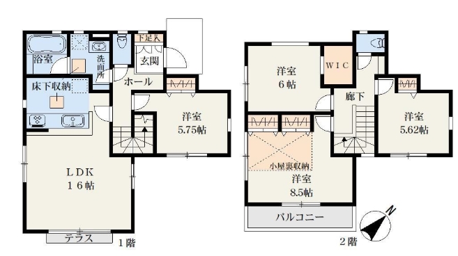町田市小山町の新築戸建てAの間取図の写真