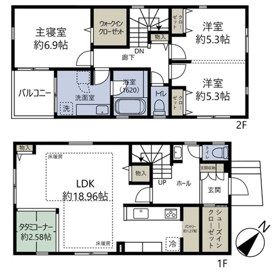 町田市真光寺2丁目の新築戸建て2の間取図の写真