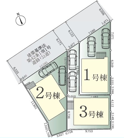 町田市忠生2丁目の新築戸建て1の区画図の写真