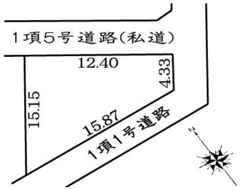 相模原市中央区横山6丁目の土地の区画図