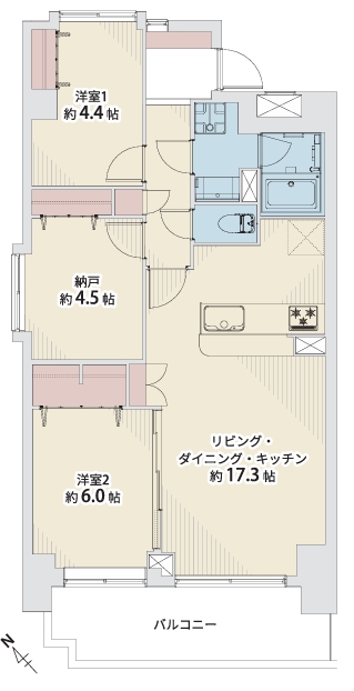 相模原市中央区淵野辺1丁目の中古マンションの間取図の写真