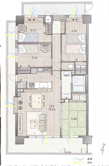 相模原市中央区淵野辺2丁目の中古マンションの間取図の写真