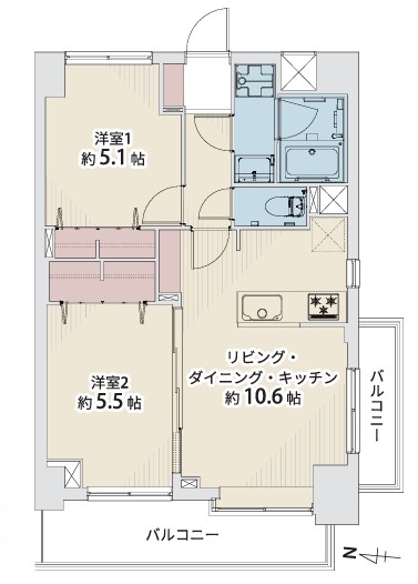 相模原市中央区淵野辺3丁目の中古マンションの間取図の写真