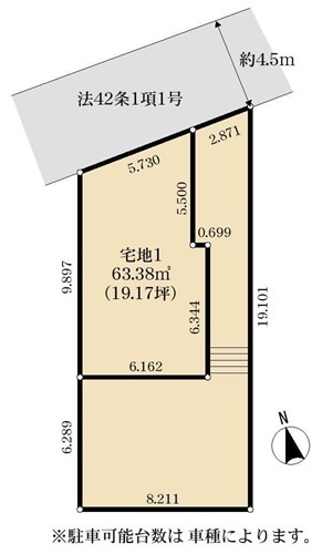 相模原市緑区東橋本3丁目の土地、宅地1の区画図