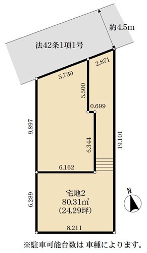相模原市緑区東橋本3丁目の土地、宅地2の区画図