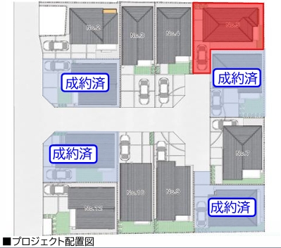 相模原市緑区東橋本3丁目の新築戸建て5号棟の区画図の写真