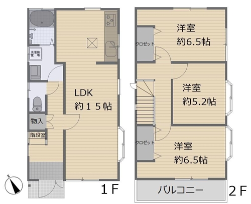 相模原市南区東大沼3丁目の中古戸建ての間取図の写真