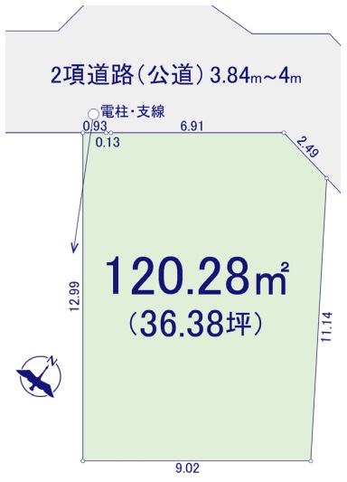 相模原市南区南台5丁目の土地の区画図