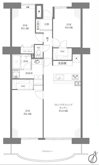 相模原市南区相模大野6丁目の中古マンションの間取図の写真