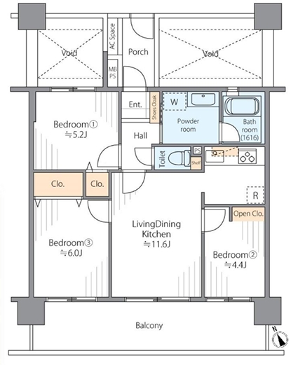 相模原市南区上鶴間本町3丁目の中古マンションの間取図の写真