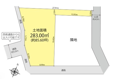 八王子市上柚木の土地の区画図の写真
