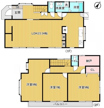 八王子市みつい台2丁目の中古戸建ての間取図の写真