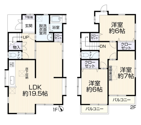 八王子市大和田町6丁目の中古戸建ての間取図の写真