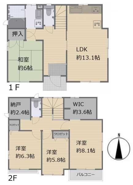 町田市相原町の中古戸建ての間取図