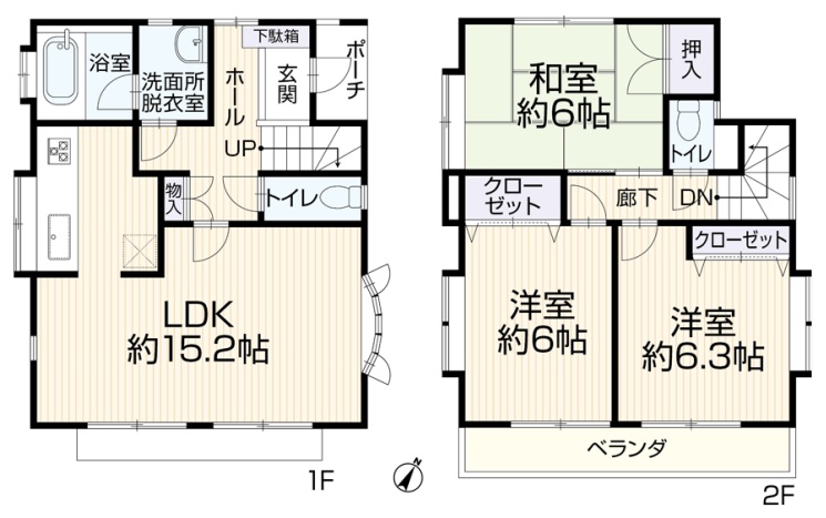 町田市旭町3丁目の中古戸建ての間取図
