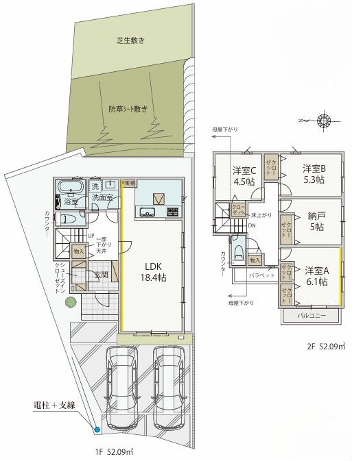 町田市本町田の新築戸建て4号棟の間取図の写真