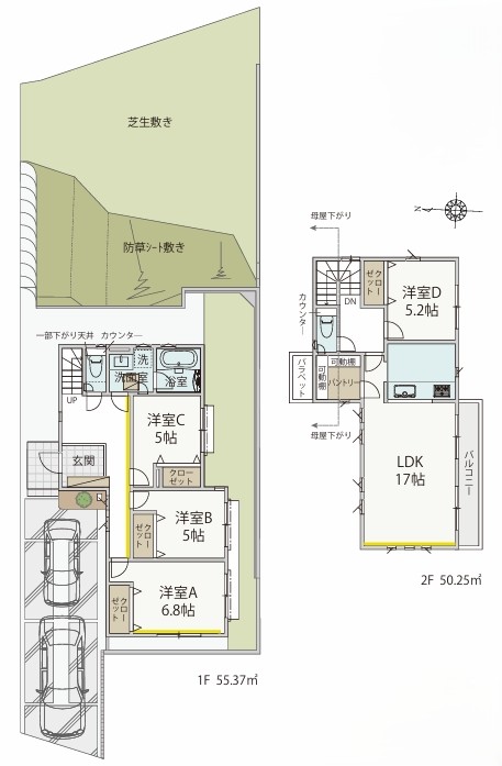 町田市本町田の新築戸建て5号棟の間取図の写真