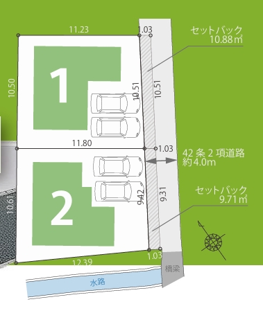 町田市本町田の新築戸建て1号棟の区画図の写真