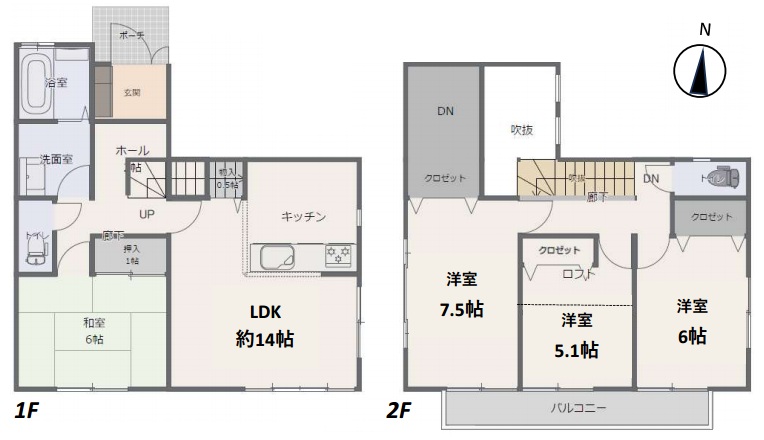 町田市上小山田町の中古戸建ての間取図