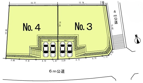 町田市金井3丁目の土地4区画の区画図の写真