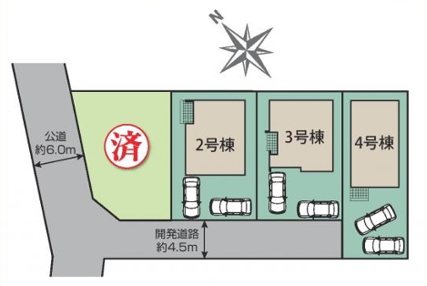町田市木曽西3丁目の新築戸建て2号棟の区画図の写真