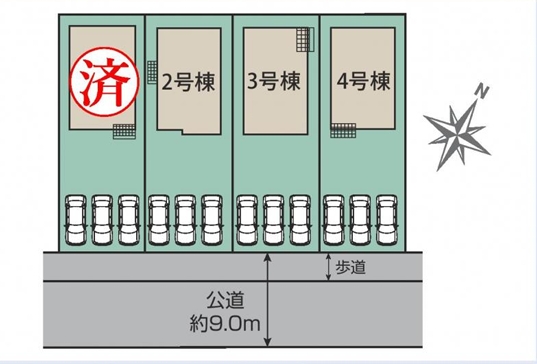 町田市木曽西3丁目の新築戸建て3の区画図の写真