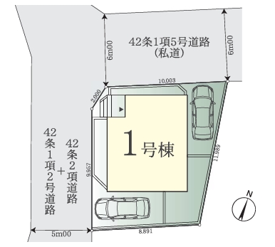 町田市高ヶ坂4丁目の新築戸建ての区画図の写真