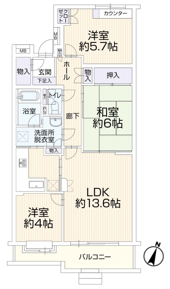 町田市南町田4丁目の中古マンション4階部分の間取図