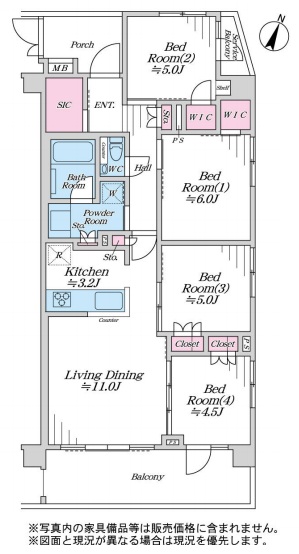 町田市南町田4丁目の中古マンション4階部分の間取図