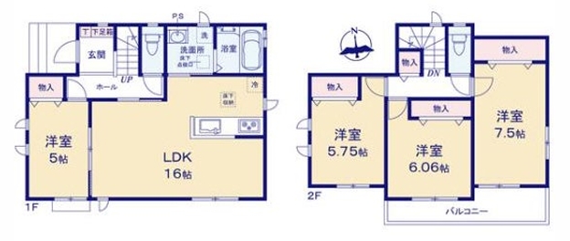 町田市南大谷1丁目の新築戸建ての間取図の写真