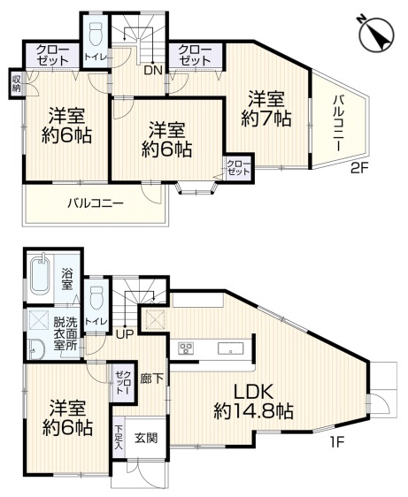 町田市森野5丁目の中古戸建ての間取図