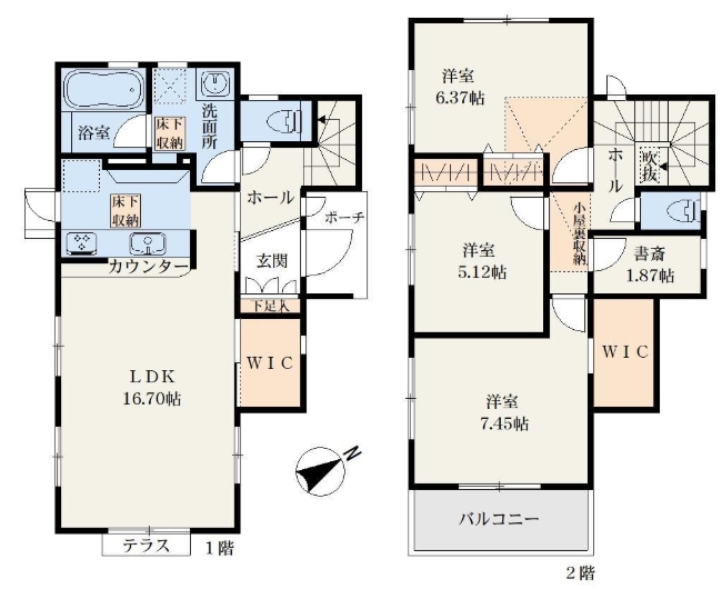 町田市野津田町の新築戸建て4号棟の間取図の写真