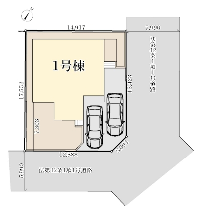 町田市能ヶ谷7丁目の新築戸建ての区画図の写真