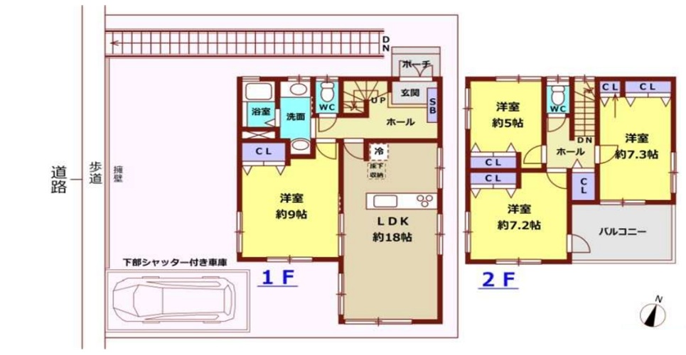 町田市大蔵町の中古戸建ての間取図