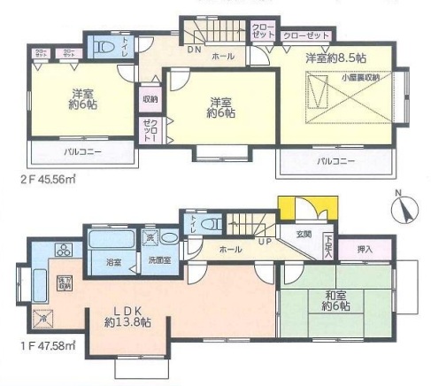 町田市小山町の中古戸建ての間取図