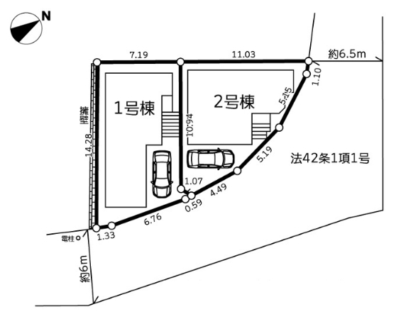 町田市忠生2丁目の新築戸建て1号棟の区画図の写真