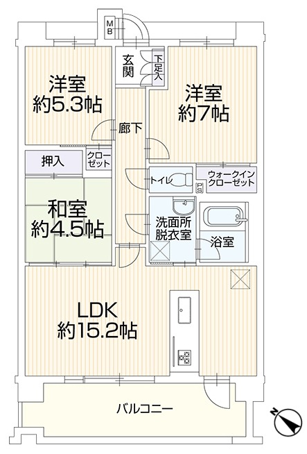 町田市忠生2丁目の中古マンション1階部分の間取図